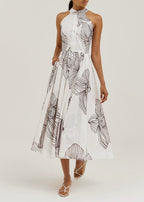 Tillie Embroidered Day Dress | White/Merlot
