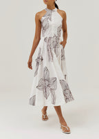Tillie Embroidered Day Dress | White/Merlot