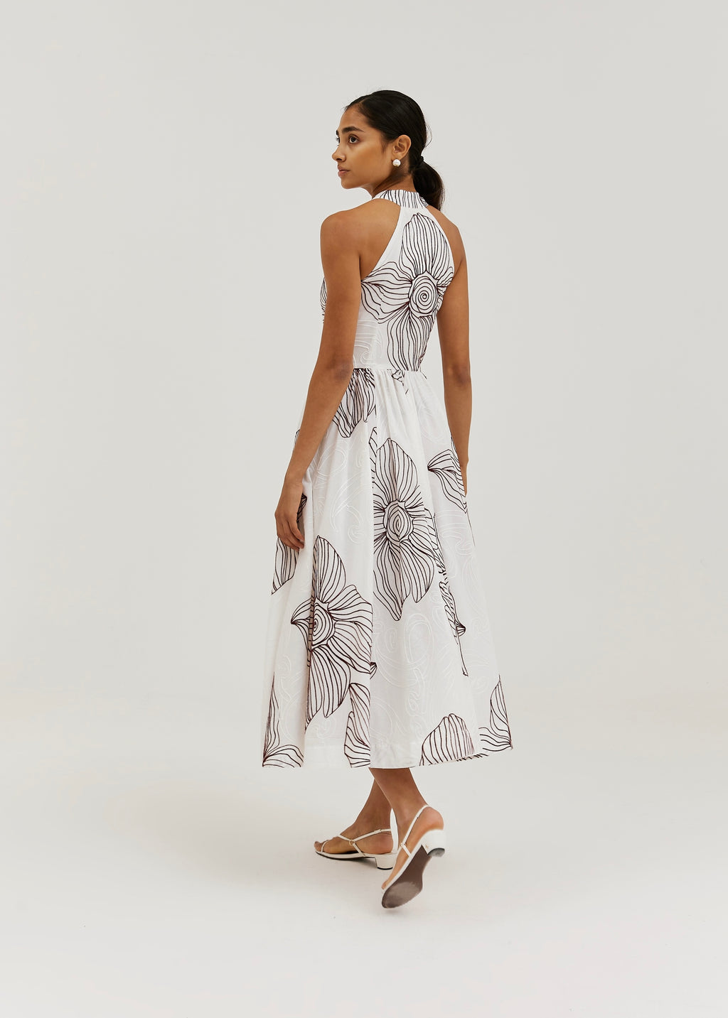 Tillie Embroidered Day Dress | White/Merlot