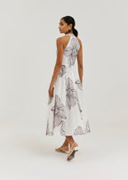 Tillie Embroidered Day Dress | White/Merlot