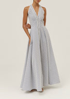 Tania Riviera Stripe Cotton Maxi Dress | Navy/White
