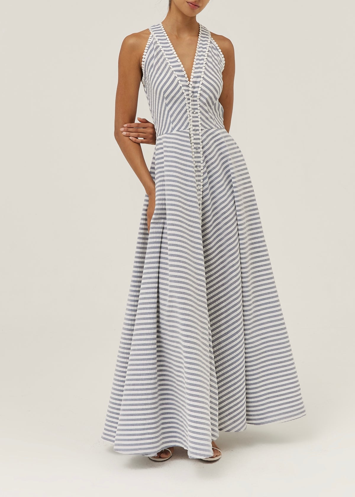 grey white striped maxi dress Tania Riviera Stripe Cotton | Navy/White 25AFTERPAY Color:Jade-HY6247 Pink Mother daughter matching With a smocked bodice