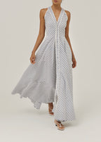 Tania Riviera Stripe Cotton Maxi Dress | Navy/White