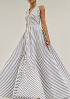 Tania Riviera Stripe Cotton Maxi Dress | Navy/White