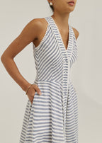 Tania Riviera Stripe Cotton Maxi Dress | Navy/White