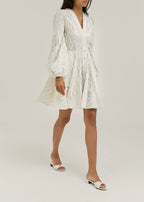 Una Stripe Applique Detail Fit & Flare Resort Dress | White
