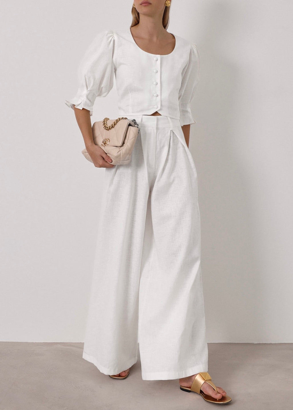 Ellina Timeless Linen Blouse | White