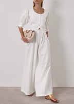 Ellina Timeless Linen Blouse | White