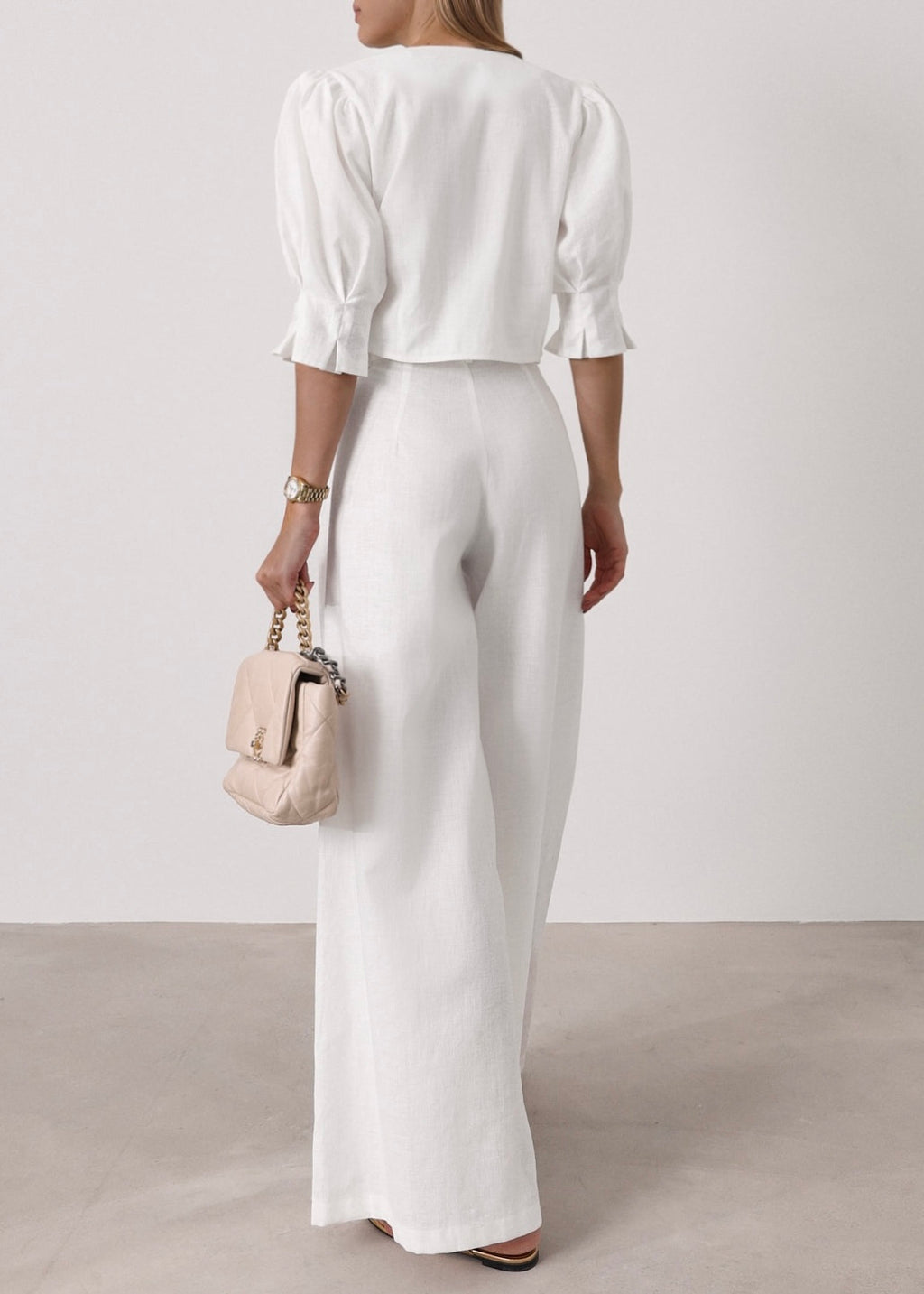 Ellina Timeless Linen Blouse | White