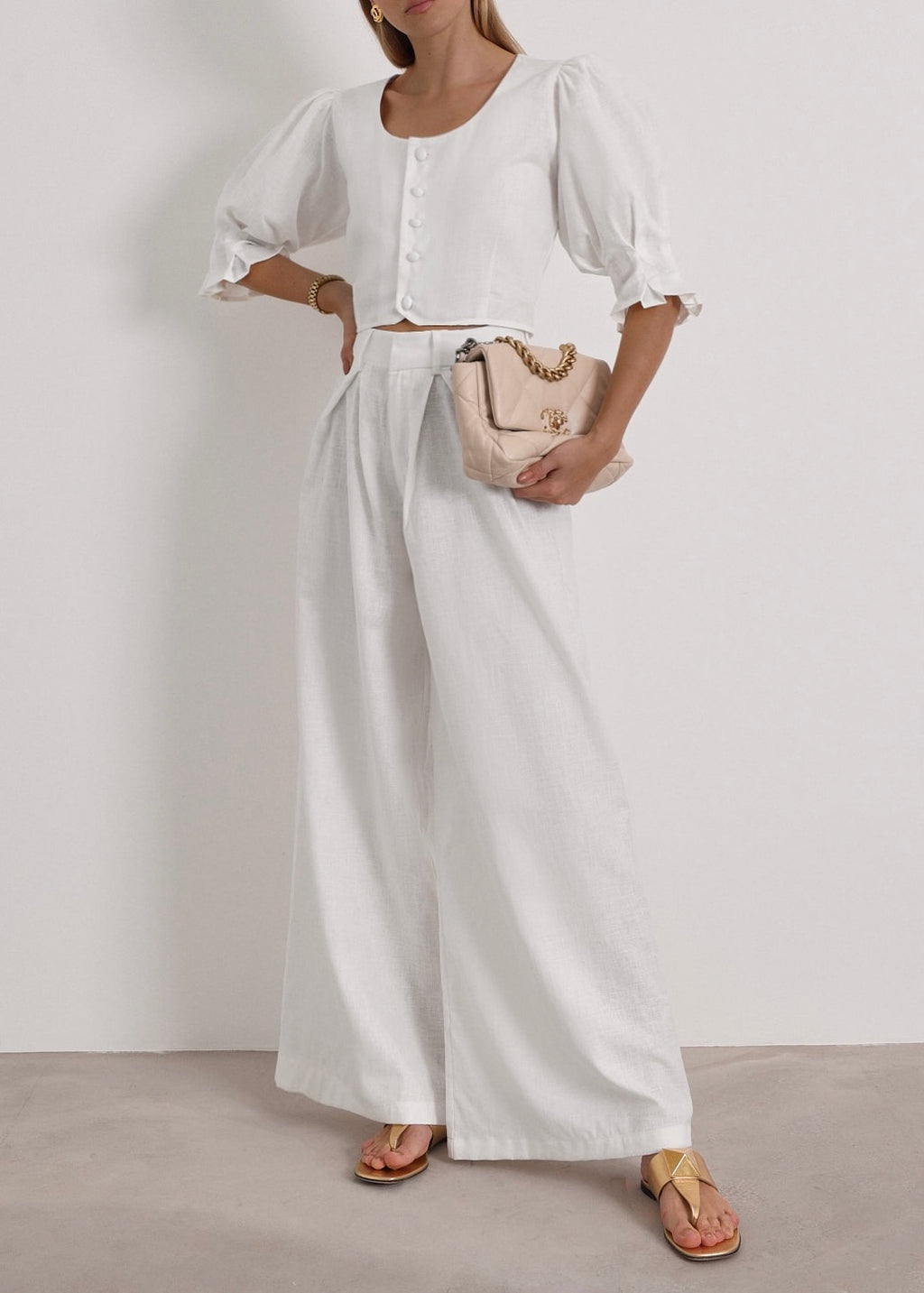 Ellina Timeless Linen Blouse | White