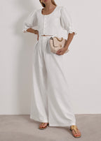 Ellina Timeless Linen Blouse | White