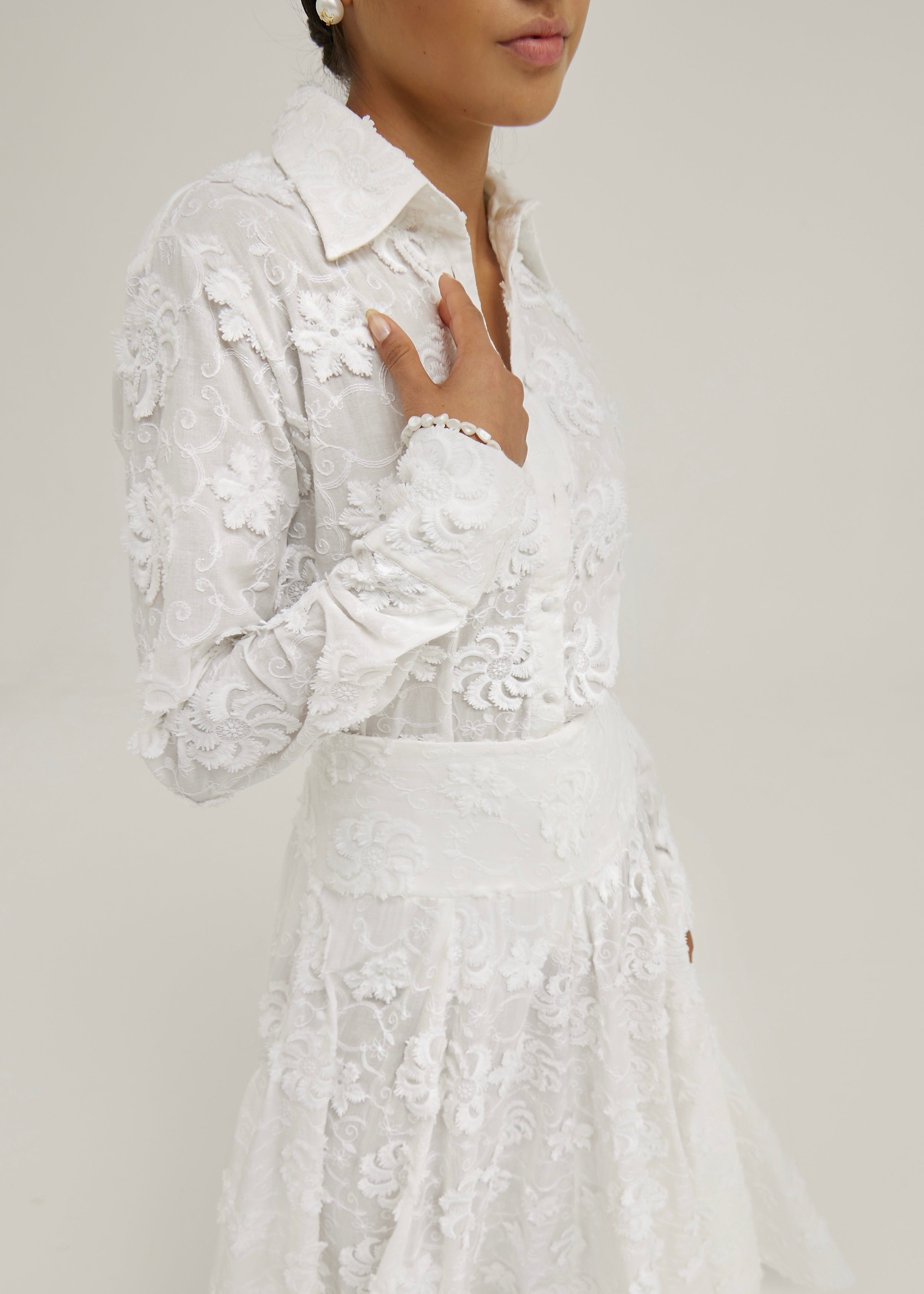 Palm Beach Applique Shirt | White