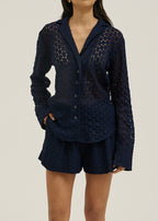 Carolyn Guipure Lace Over Shirt | Navy