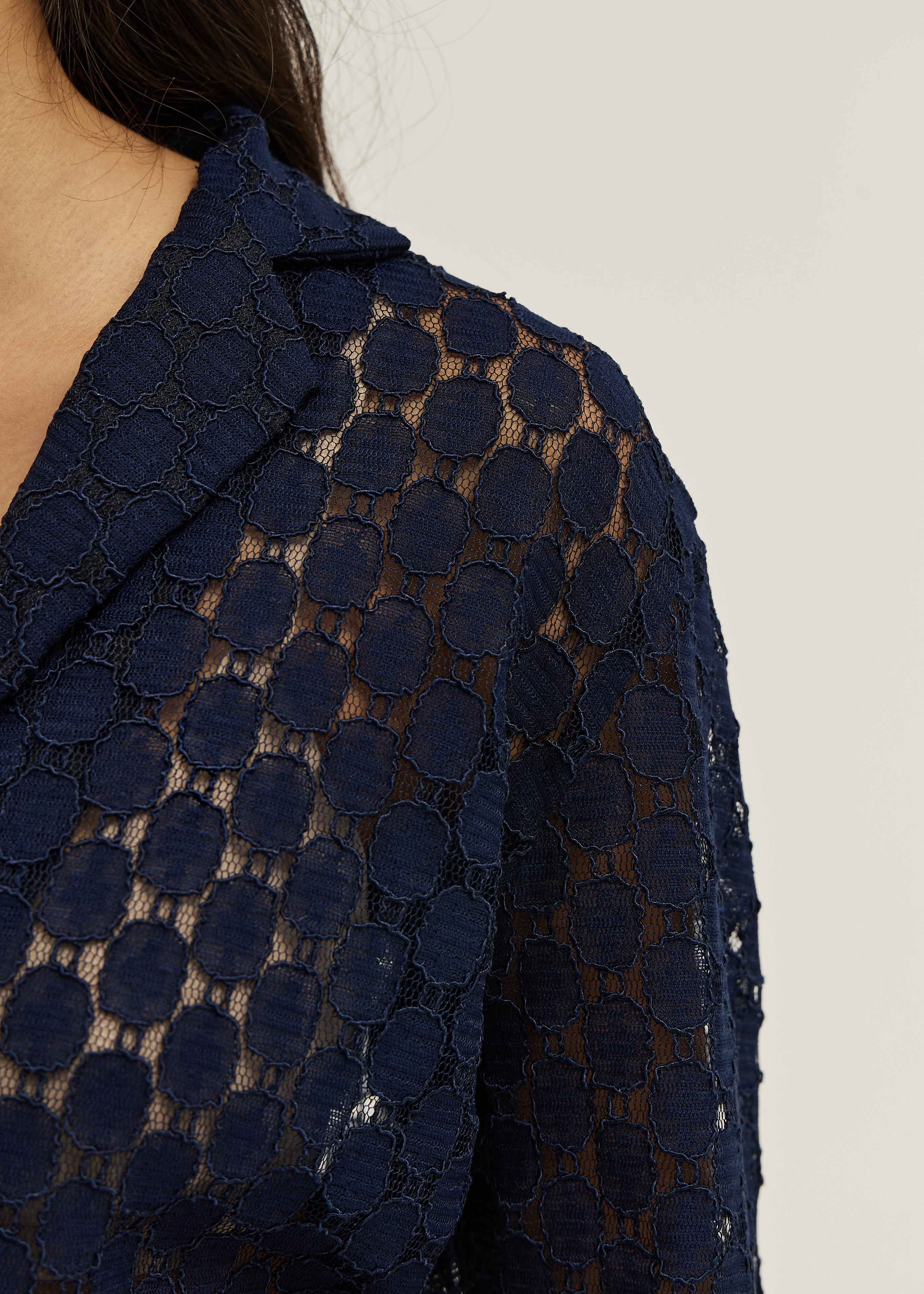 Carolyn Guipure Lace Over Shirt | Navy