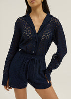 Carolyn Guipure Lace Over Shirt | Navy