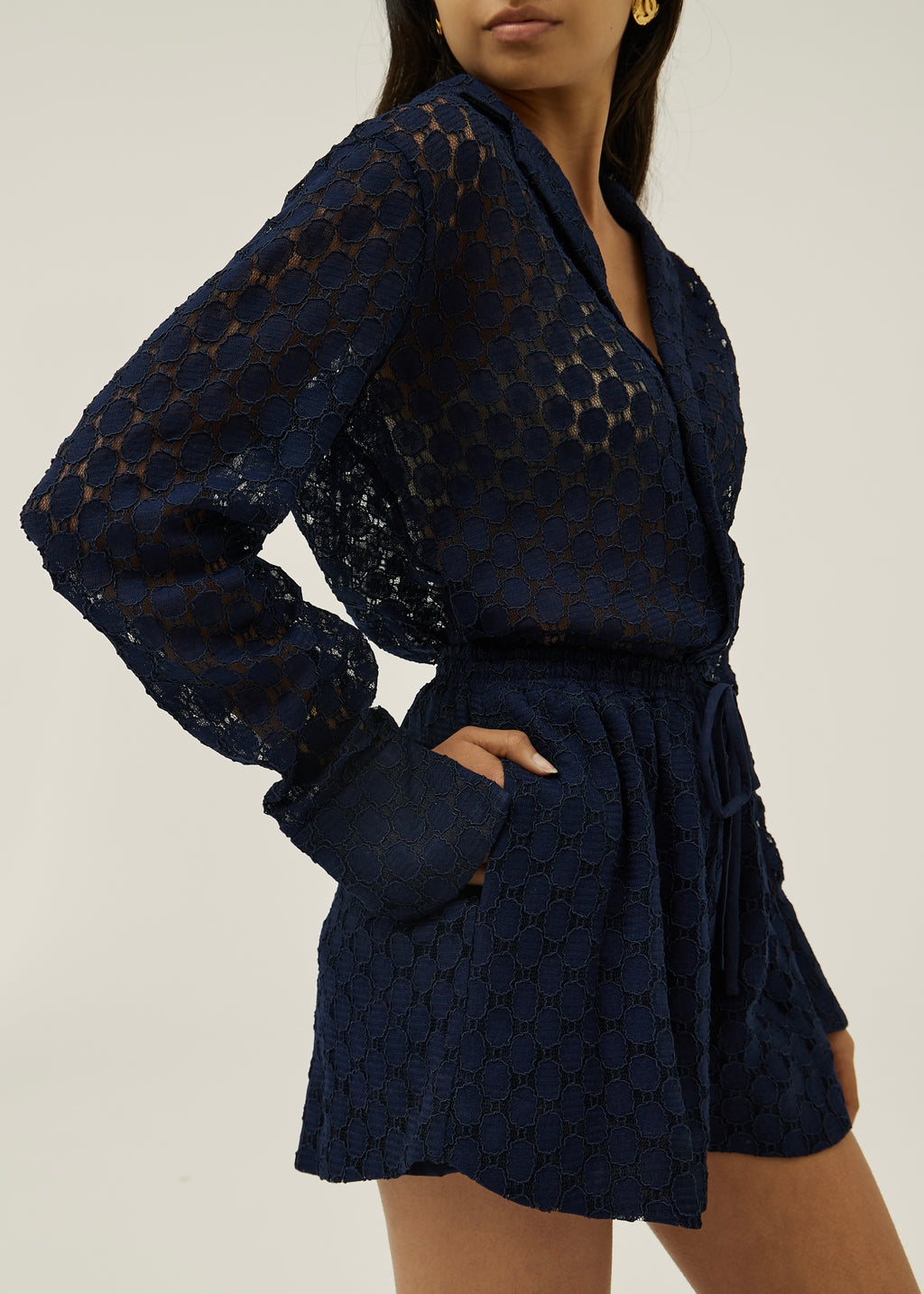 Carolyn Guipure Lace Over Shirt | Navy