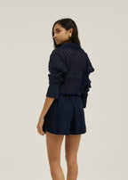 Carolyn Guipure Lace Over Shirt | Navy
