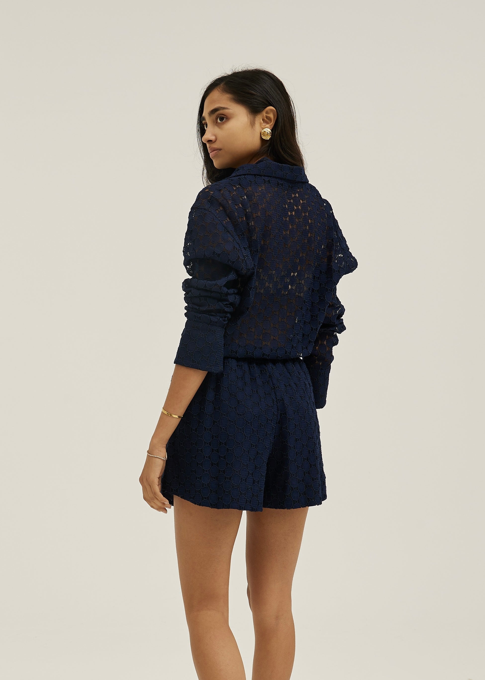 Carolyn Guipure Lace Over Shirt | Navy