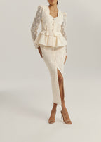 Kelly Guipure Lace Peplum Top | Cream