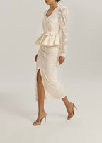 Kelly Guipure Lace Peplum Top | Cream