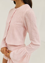 Rita Summer Knit Jacket | Sky Pink