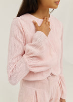 Rita Summer Knit Jacket | Sky Pink