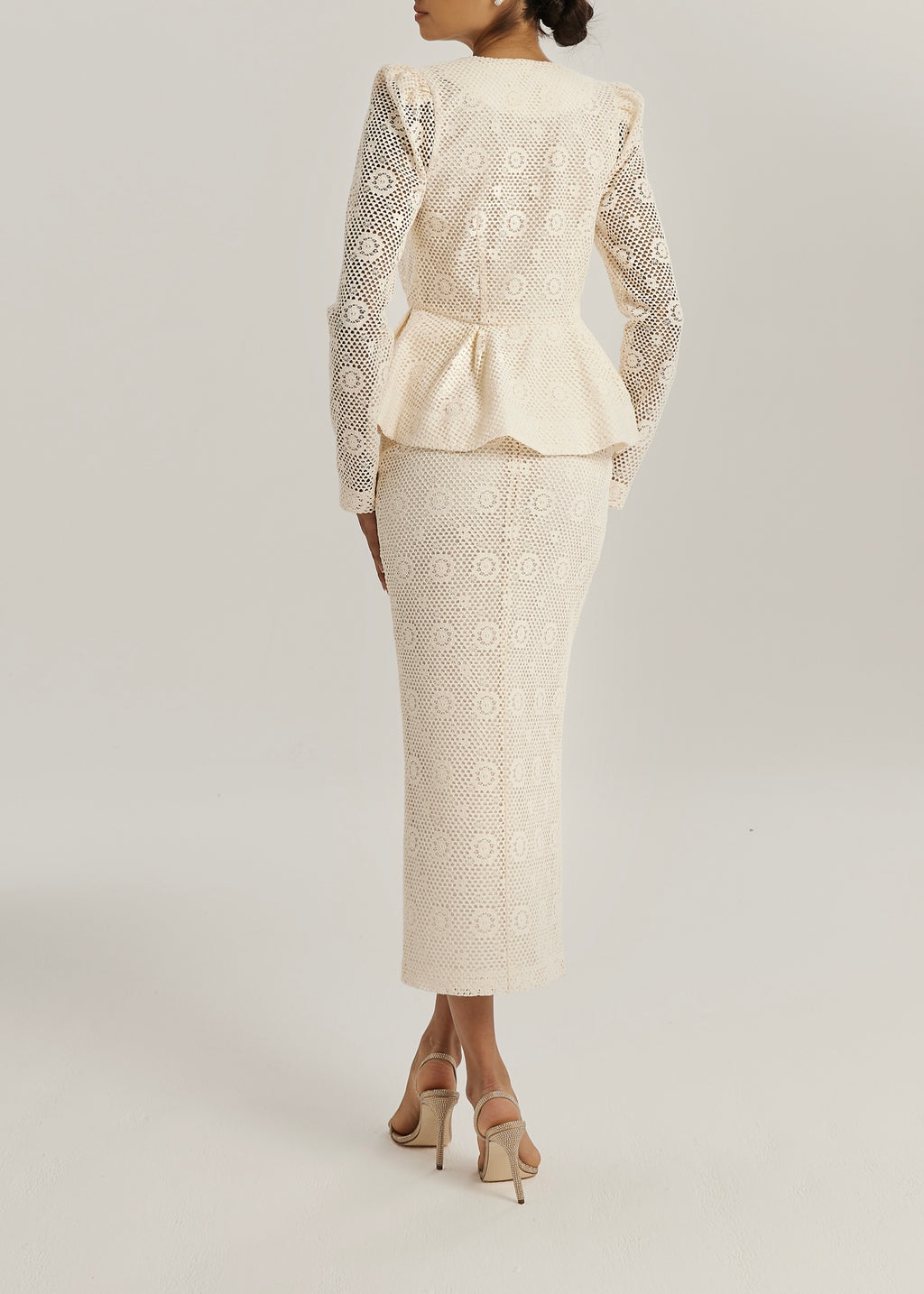 Kelly Guipure Cotton Lace Pencil Skirt | Cream