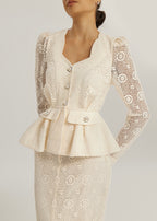 Kelly Guipure Lace Peplum Top | Cream