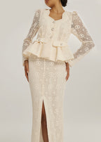 Kelly Guipure Lace Peplum Top | Cream