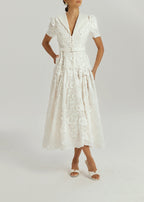 Josie Floral Applique Day Dress | White