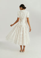 Josie Floral Applique Day Dress | White