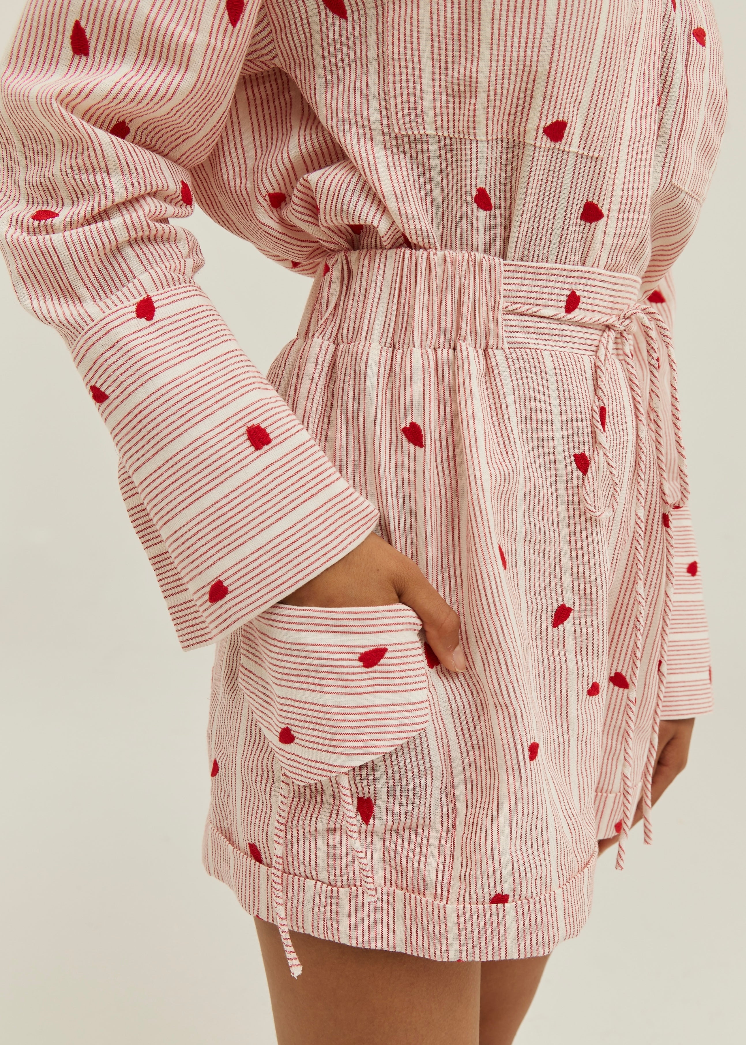 Portofino Stripe Shorts  | White/Red