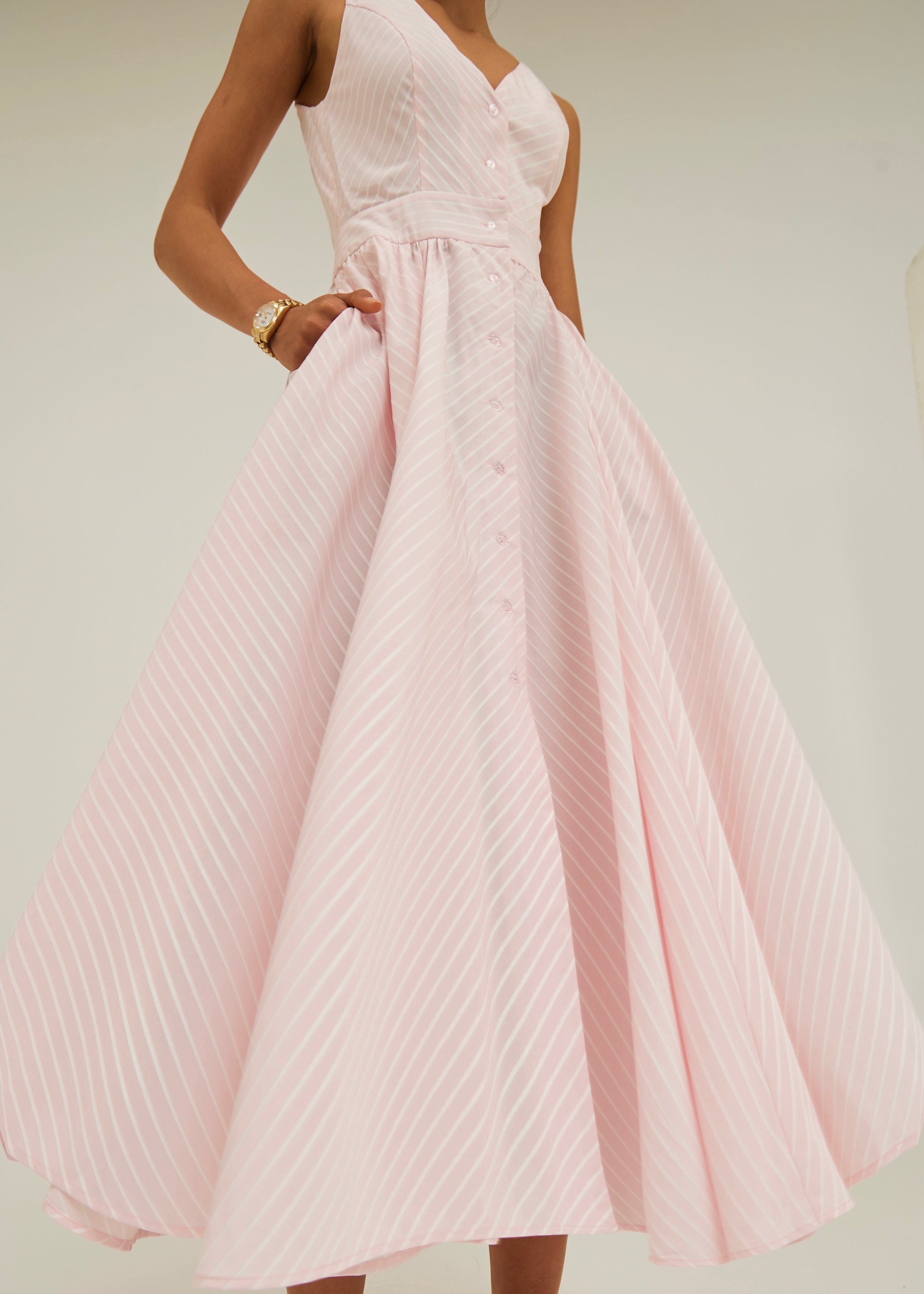 Kesha Stripe Icon Day Dress | Pink/White