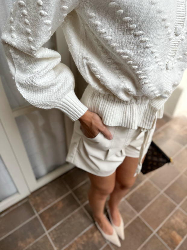 Freya Textured Cotton Cardigan | Ivory