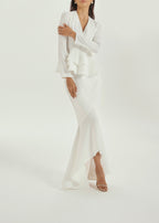 Dominique Crepe Frill Blouse | White