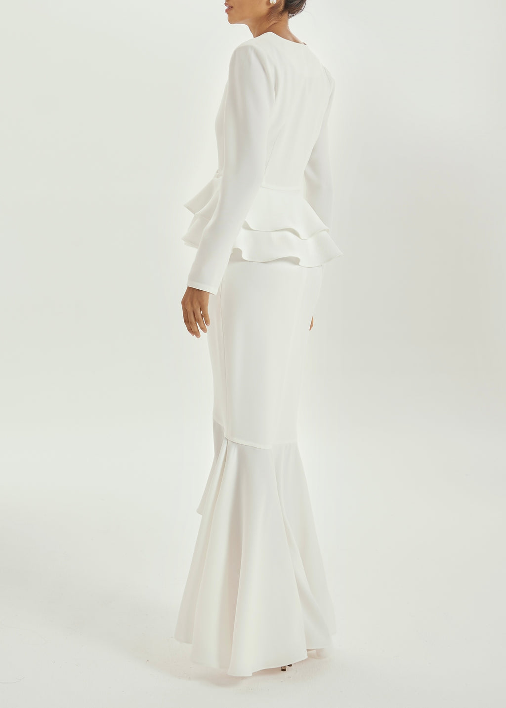 Dominique Crepe Frill Blouse | White