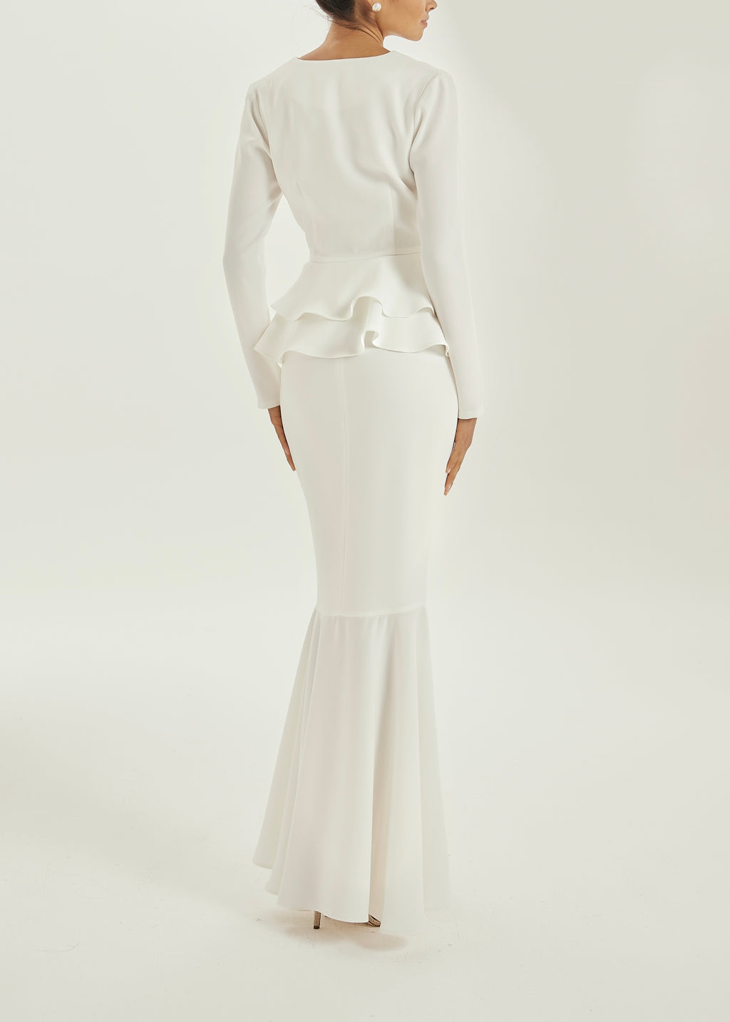 Dominique Crepe Frill Blouse | White