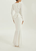 Dominique Crepe Frill Blouse | White