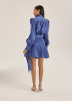 Lissa Polka Dot Tie Wrap Dress | French Blue