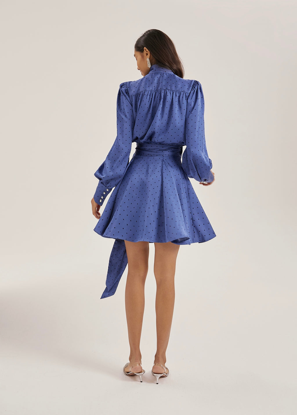 Lissa Polka Dot Tie Wrap Dress | French Blue