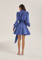 Lissa Polka Dot Tie Wrap Dress | French Blue