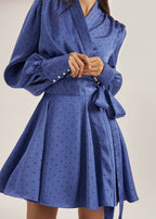 Lissa Polka Dot Tie Wrap Dress | French Blue