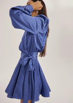 Lissa Polka Dot Tie Wrap Dress | French Blue