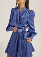 Lissa Polka Dot Tie Wrap Dress | French Blue