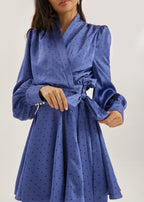 Lissa Polka Dot Tie Wrap Dress | French Blue