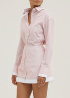 Nina Chic Stripe Day Shirt | White/Red