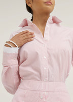 Nina Chic Stripe Day Shirt | White/Red