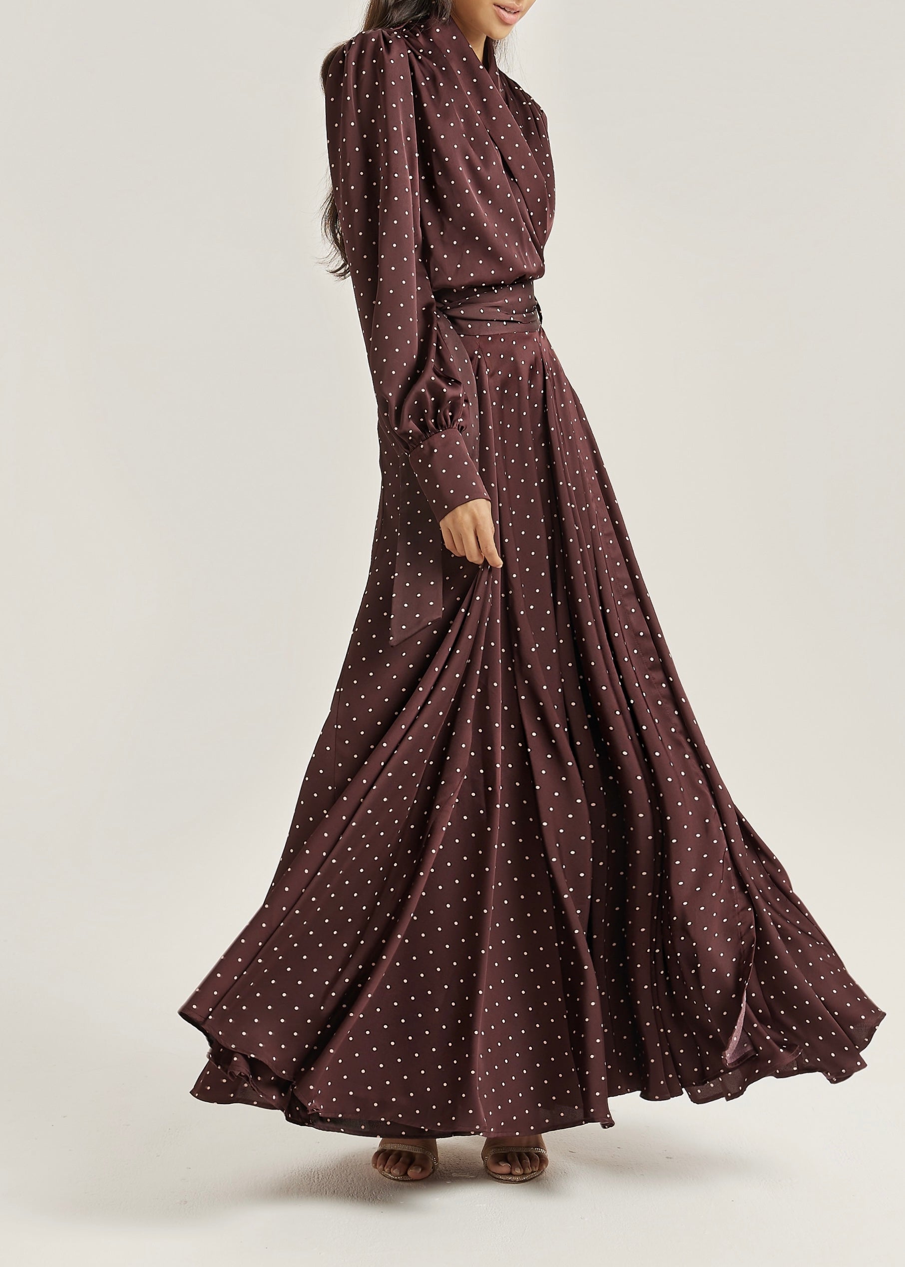 Lissa Maxi Dress Polka | Burgundy