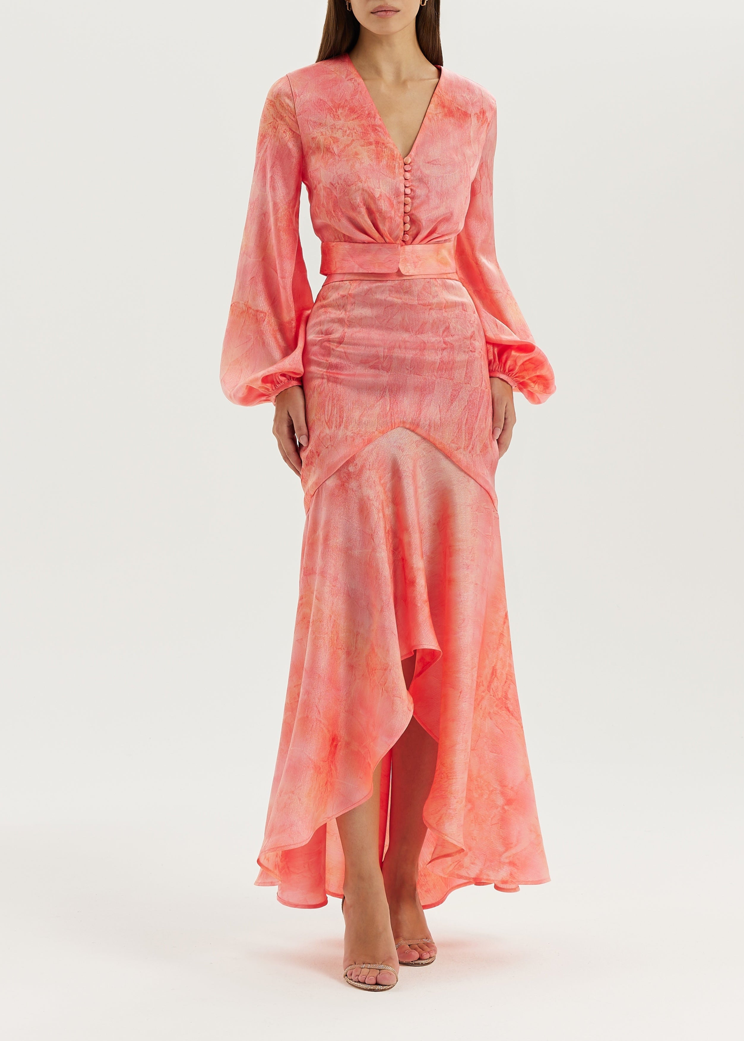 Nina Elevate Satin Blouse | Coral Red