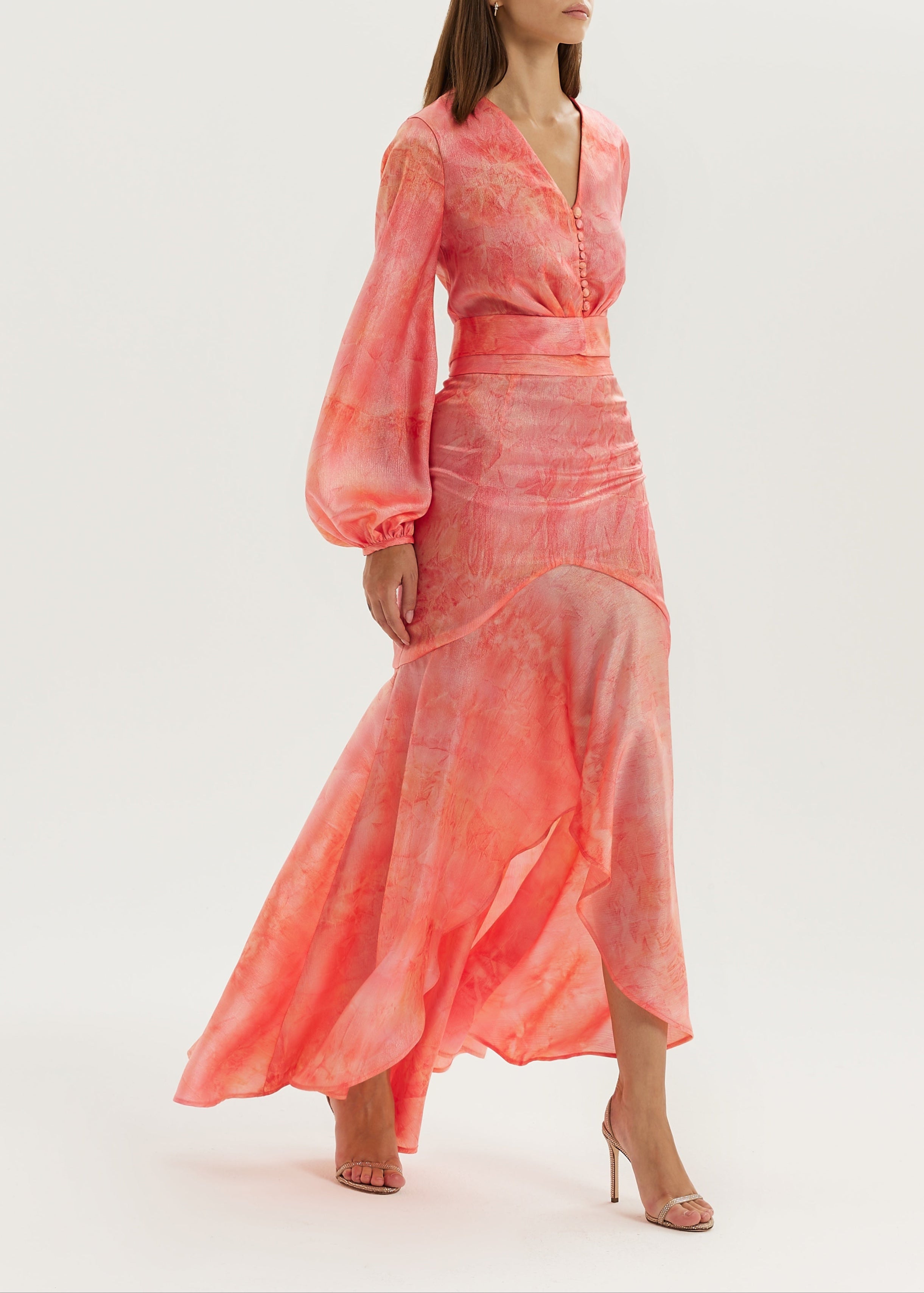 Nina Elevate Satin Blouse | Coral Red